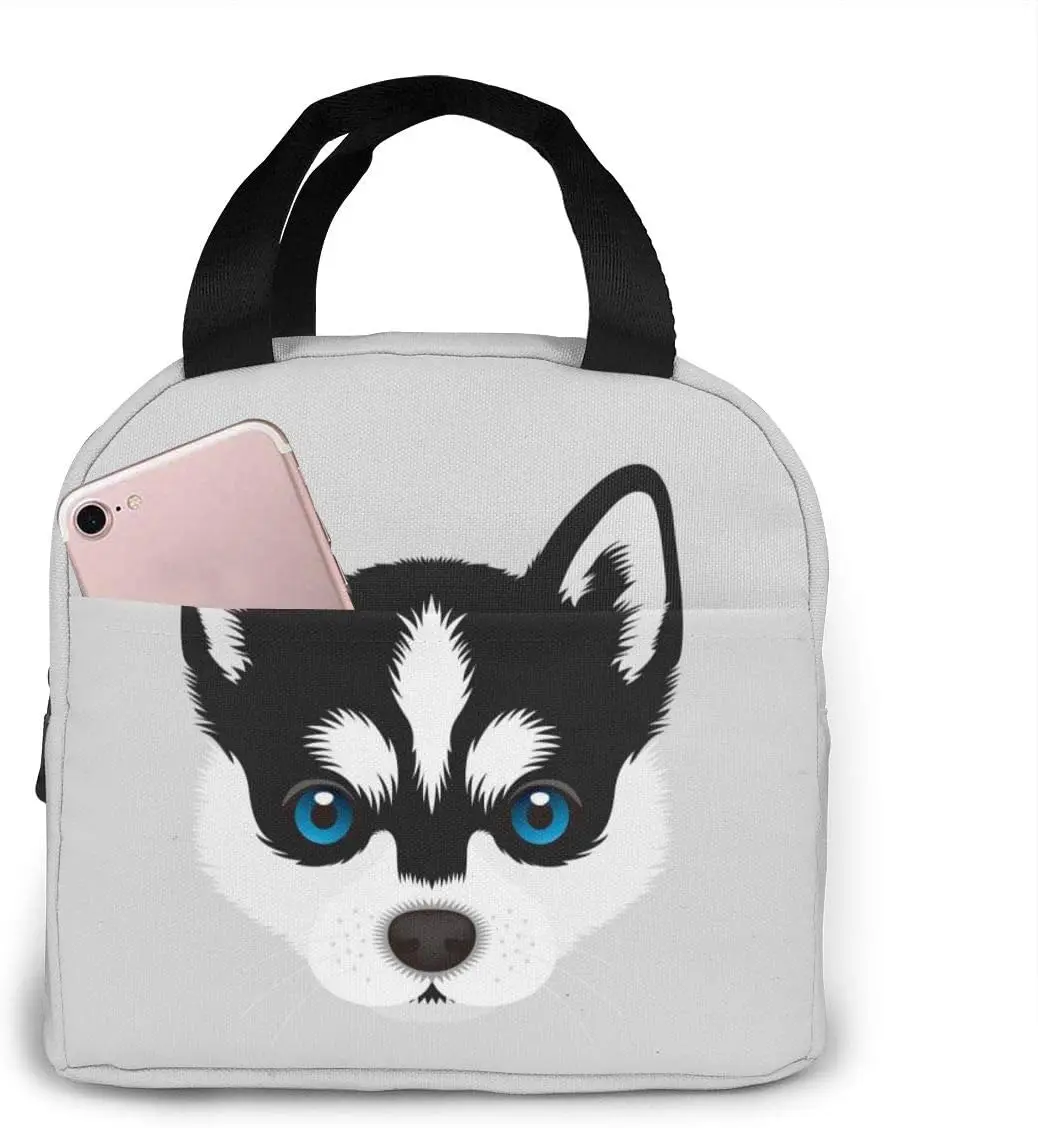 Funny Dog Puppy Siberian Husky Insulated Lunch Box Reusable Cooler