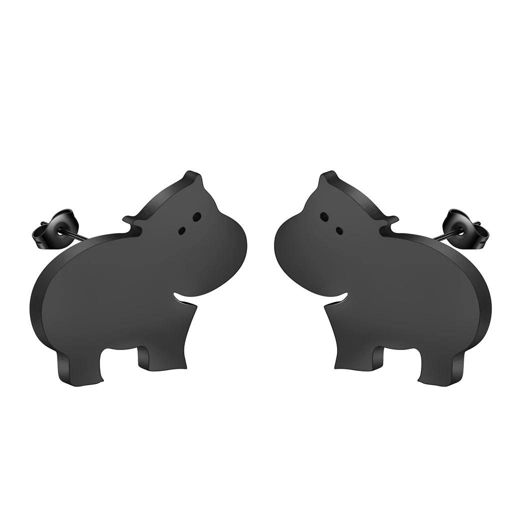 QIMING крошечные серьги-гвоздики в виде бегемота женские и детские ювелирные