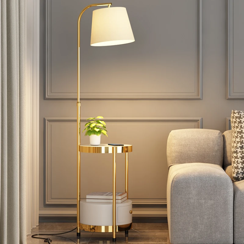 

QJJ, Напольная Лампа для журнального столика, гостиной, спальни, прикроватного столика, дивана, роскошный дизайн, сенсорный Американский Настольный светильник для хранения