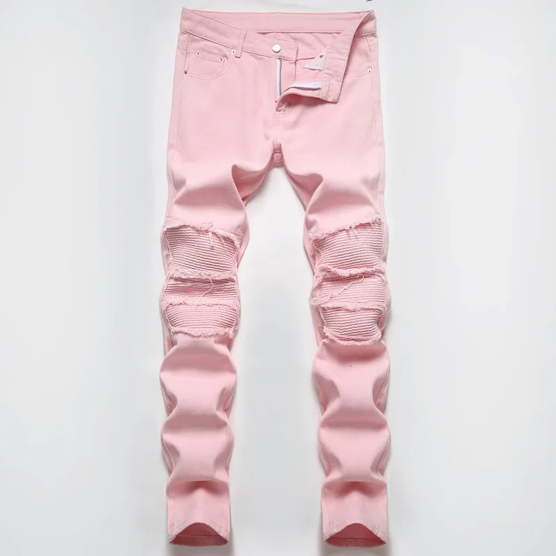 

Мужские байкерские джинсы Hi Street с пэчворком, модная уличная одежда, мотоциклетные джинсовые брюки, прямые Стрейчевые брюки