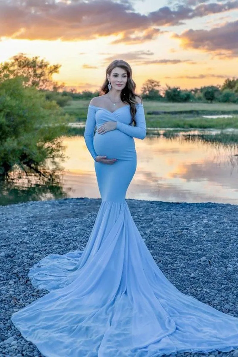 

Сексуальные платья без Плеч для фотосъемки для беременных кружевное Сетчатое платье для беременных платье для фотосъемки Макси платье Оде...