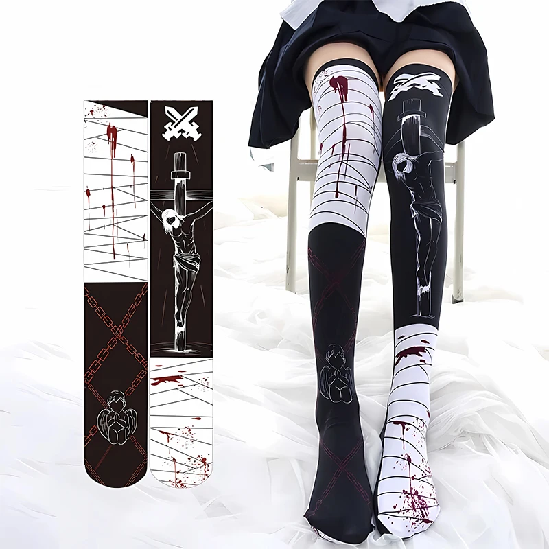 New Cartoon Socks Fashion Stockings Casual Polyester Thigh   Socks Girls Womens Female High-quality Halloween Stockings Cosplay
