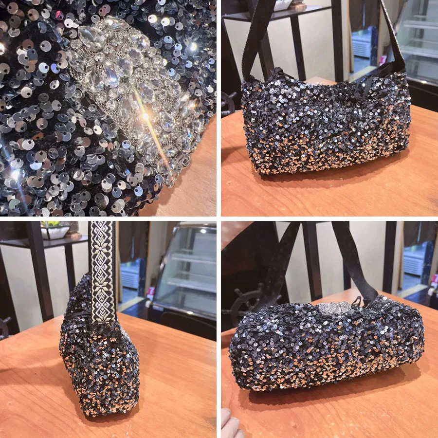 Роскошная сумка для пельменей с блестками и бриллиантами женская модная на одно