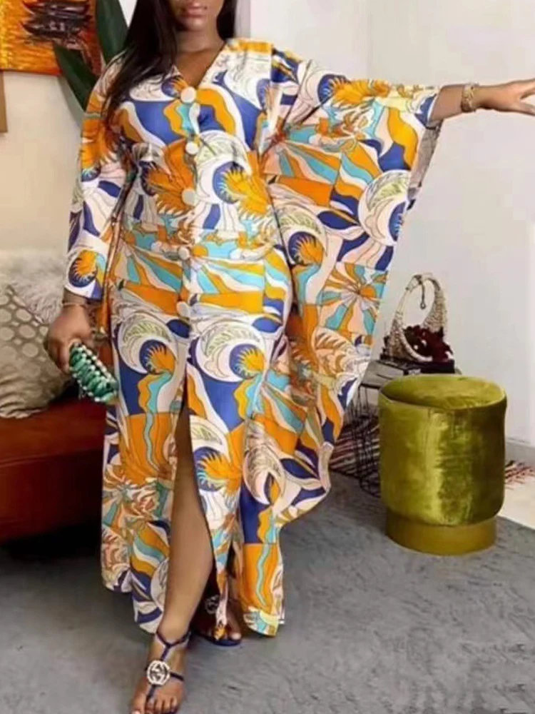 

Turkey African Loose Boubou Dashiki Bohemia Print Dresses For Women South Africa Ladies Ankara Wear Wedding Party Gown Maxi Robe