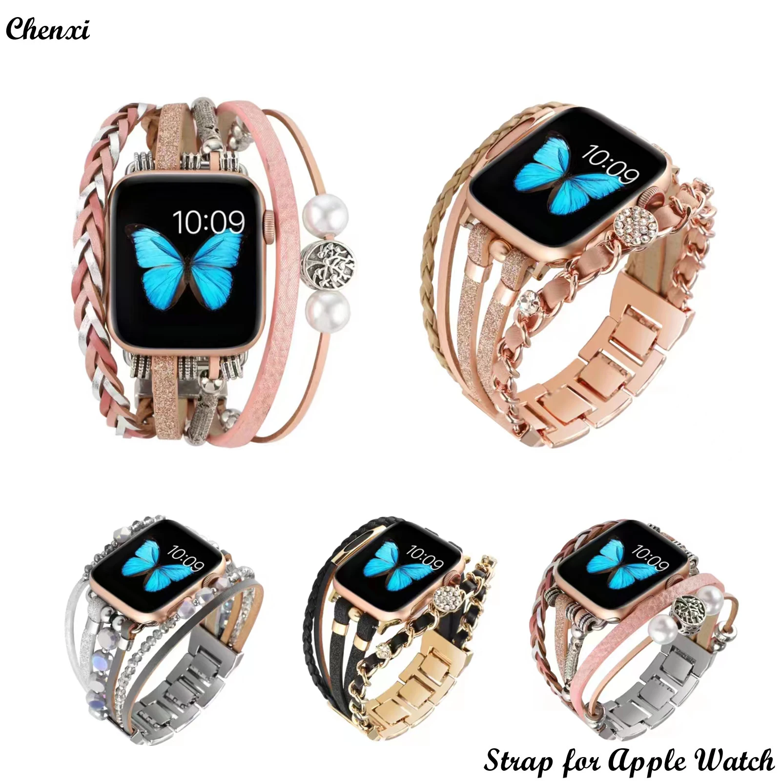 Metal Strap For Apple Watch band Series 8 7 6 se 5 4 3 2 Ultra Women Bracelet chain iWatch 49mm 45mm 41mm 40mm 38mm 44mm Wrist