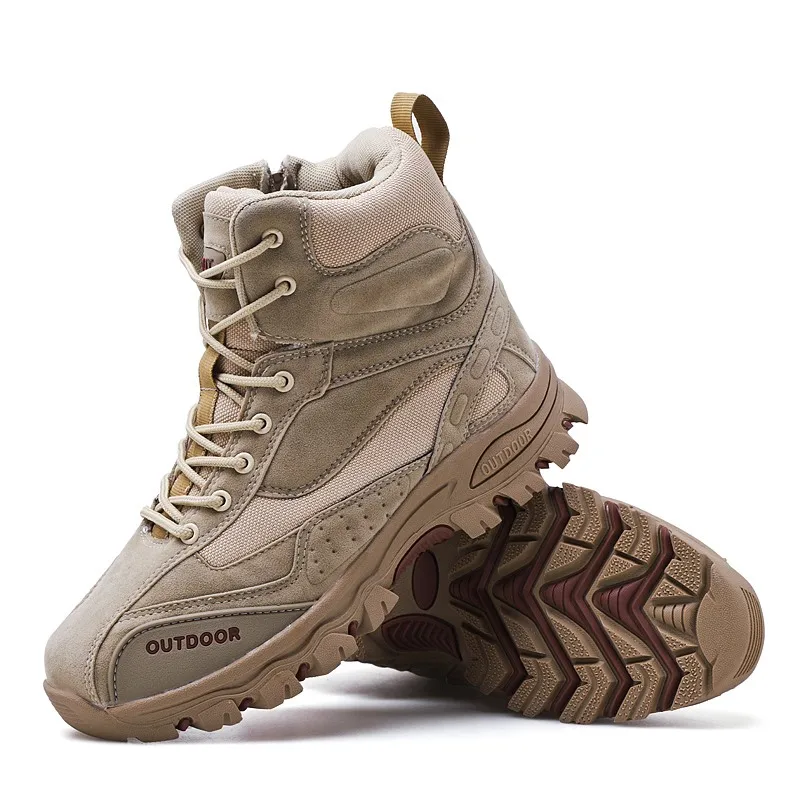 Military Lace Up Tactical Boots Man Outdoor Jungle Desert Platform Trekking Shoes Leather Hiking Boots Men Work Safty Shoes Man