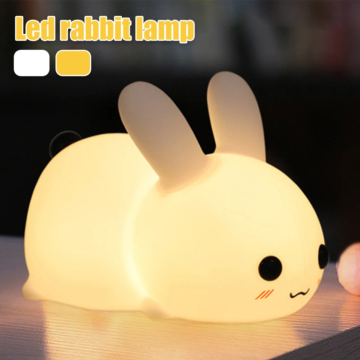 

Silicone Bunny Lamp for Kids Rabbit Night Light Cute Anime Soft Light Rechargeable Bedside Light Children's Toy Christmas Gift
