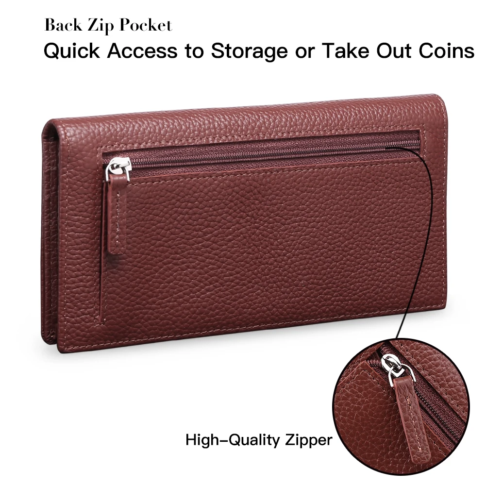 Genuine Leather Women's Wallets Long Ladies Wallet Clutch Money Bag Design Purse Fashion Purses Cards Holder
