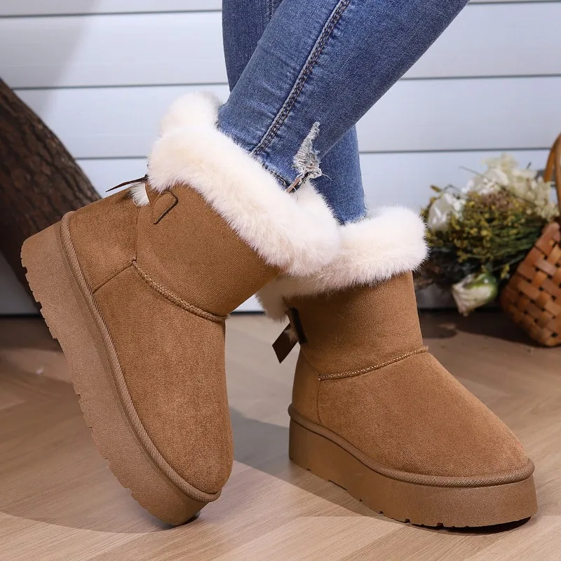 

Women’s Snow Boots Winter Round Head Women Platform Shoes Short Plush Female Slip-on Booties Warm Casual Ladies Botas De Mujer