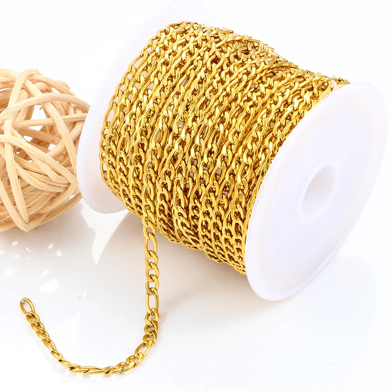 Fashion Vacuum Plating Cuban NK Chains Stainless Steel Jewerly Making Supplies Accessorie DIY Men Women Necklace Tassel Ornamet