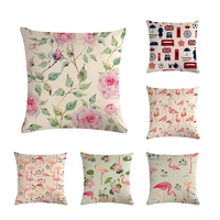 flamingo printed cushion cover cotton linen cute geometric pillow case sofa decorative pillowcase pillow cover funda de almohada