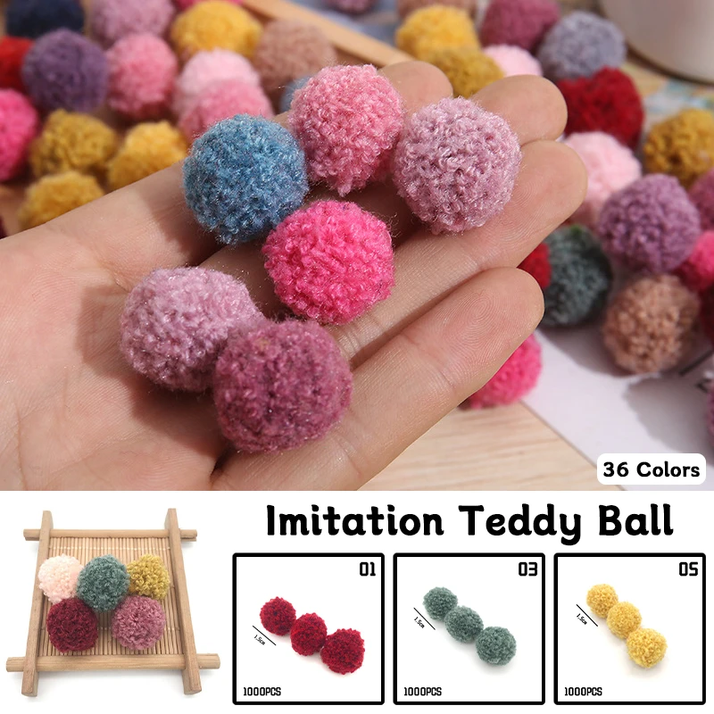 1000 шт. 1 5/2 см искусственное плюшевое искусство круглые однотонные аксессуары для