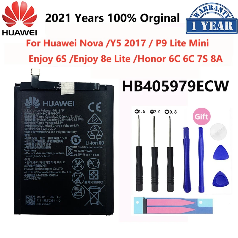 

100% Original Phone Battery HB405979ECW For Huawei Nova CAZ-AL10 CAZ-TL00 CAZ-TL10 Enjoy 8e Lite DRA-AL00 6S DIG-AL00 Y6 Pro