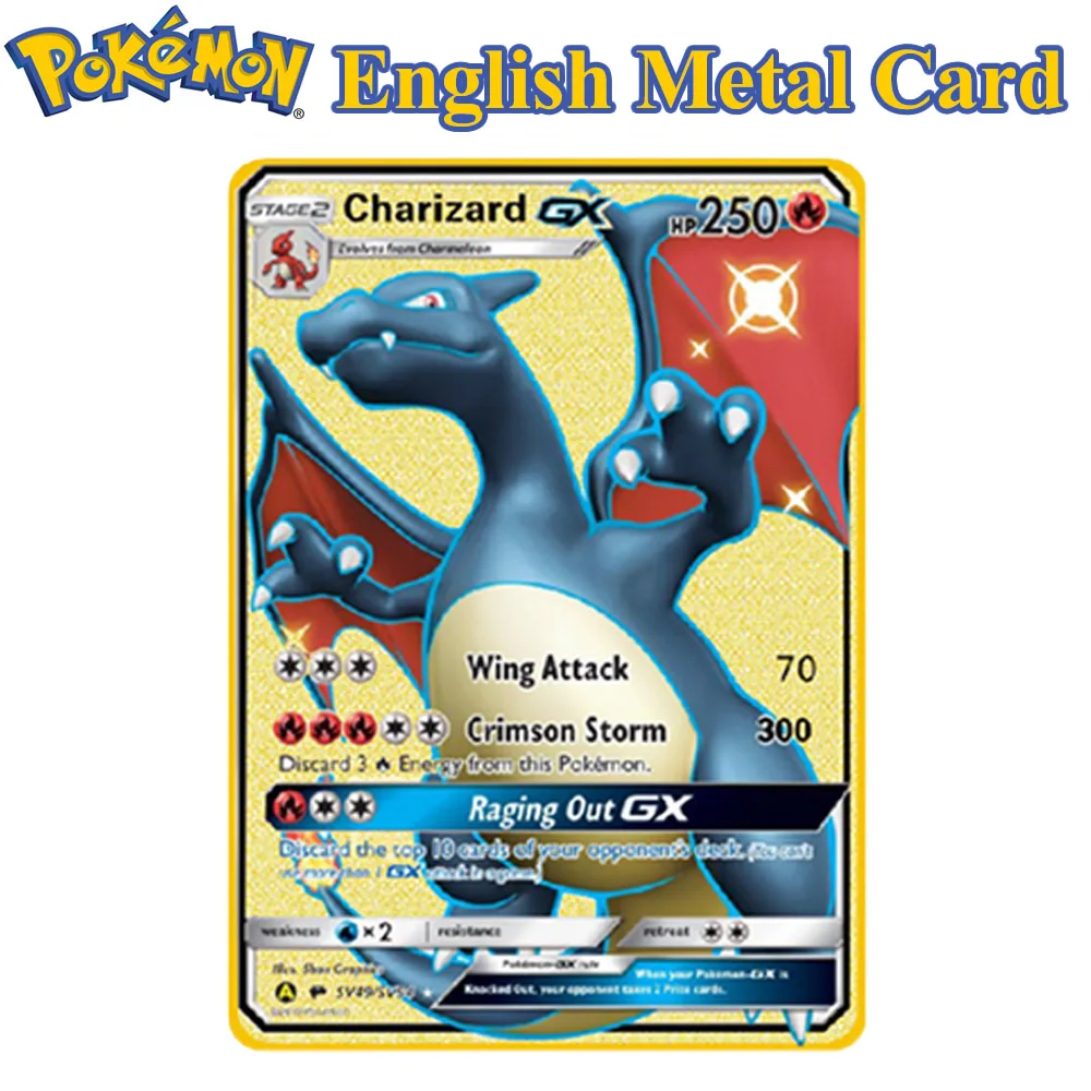 

8 видов стилей английский Покемон письма коллекция металлических карт Покемон GX DX HP Charizard золотые карты Пикачу игра битва детские игрушки по...