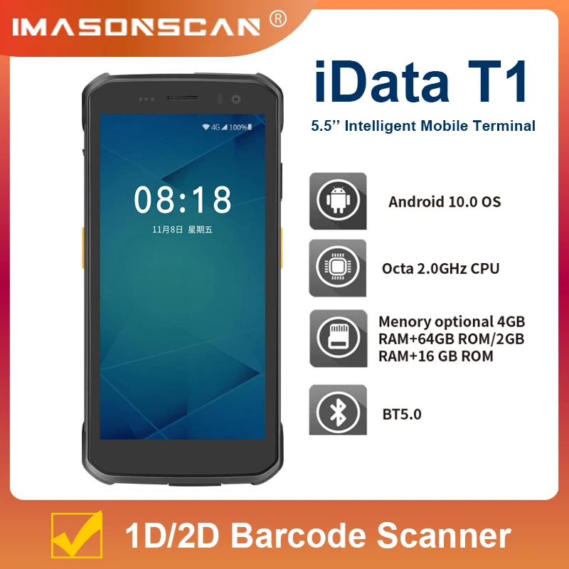iData T1 Большой экран КПК Android 10 4G + 64G Смарт-мобильный компьютер со сканером