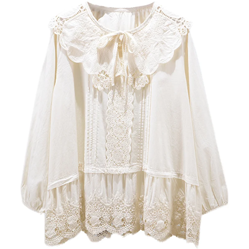 Весенняя Новинка милая рубашка Mori Series с вышивкой и длинными рукавами Женские