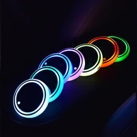 1x auto led car cup holder bottom pad led hub lamp cover trim atmosphere lamp welcome light anti slip mat colorful light coaster