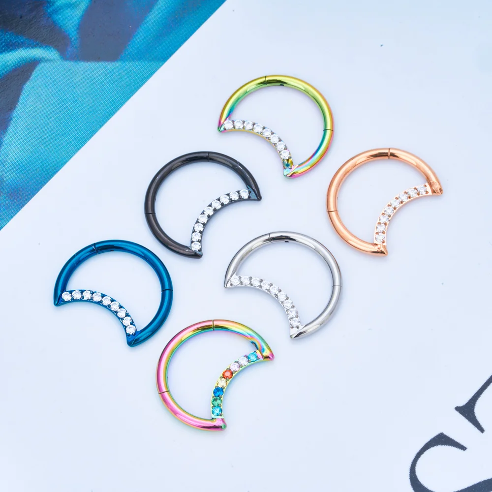 Серьги-кольца женские из титана в форме Луны 16 г