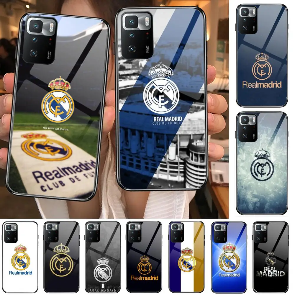 

ZORORO Cover Real-FC-Madrid Tempered Glass shell Phone Case For XiaoMi Redmi Note 10 9S 8 7 6 5 A 10t Pro 9T Cover Pre Cases