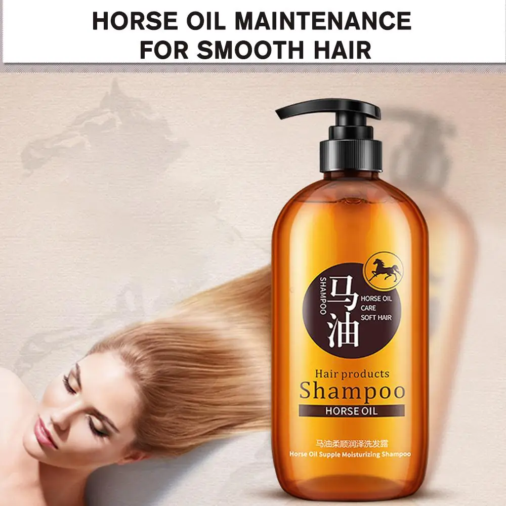 

300ML Horse Oil Shampoo Professional Oil Control Nourish Frizz Improve Hair Loss Product Hair Care Anti Shampoo R0Q4