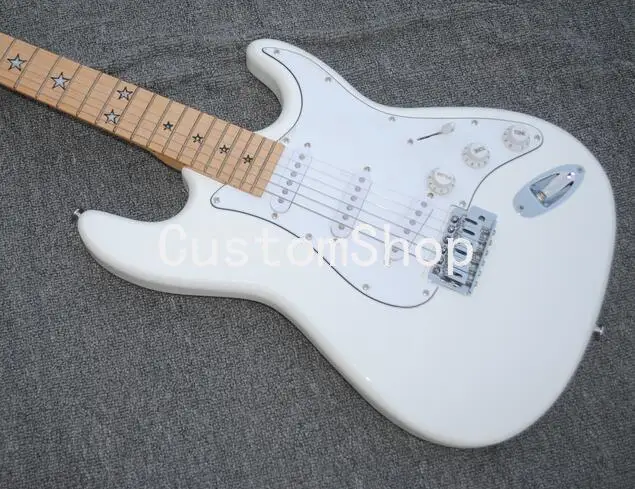 

Richie Sambora Signature White ST Electric Guitar Maple Neck & Fingerboard, Star Inlay, SSH Pickups, Locking Tremolo Tailpiece