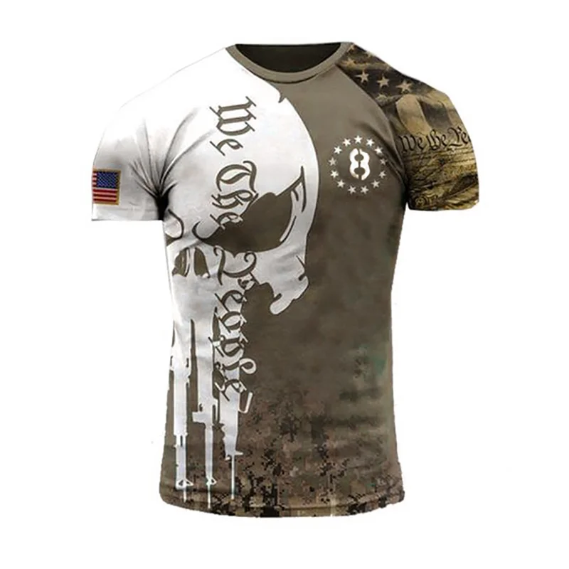 

2023 Summer new men's short sleeve T-Shirts 3D Skull Print O Neck Quick Dry Shirts Fashion style Oversized Clothing Blouses 5XL