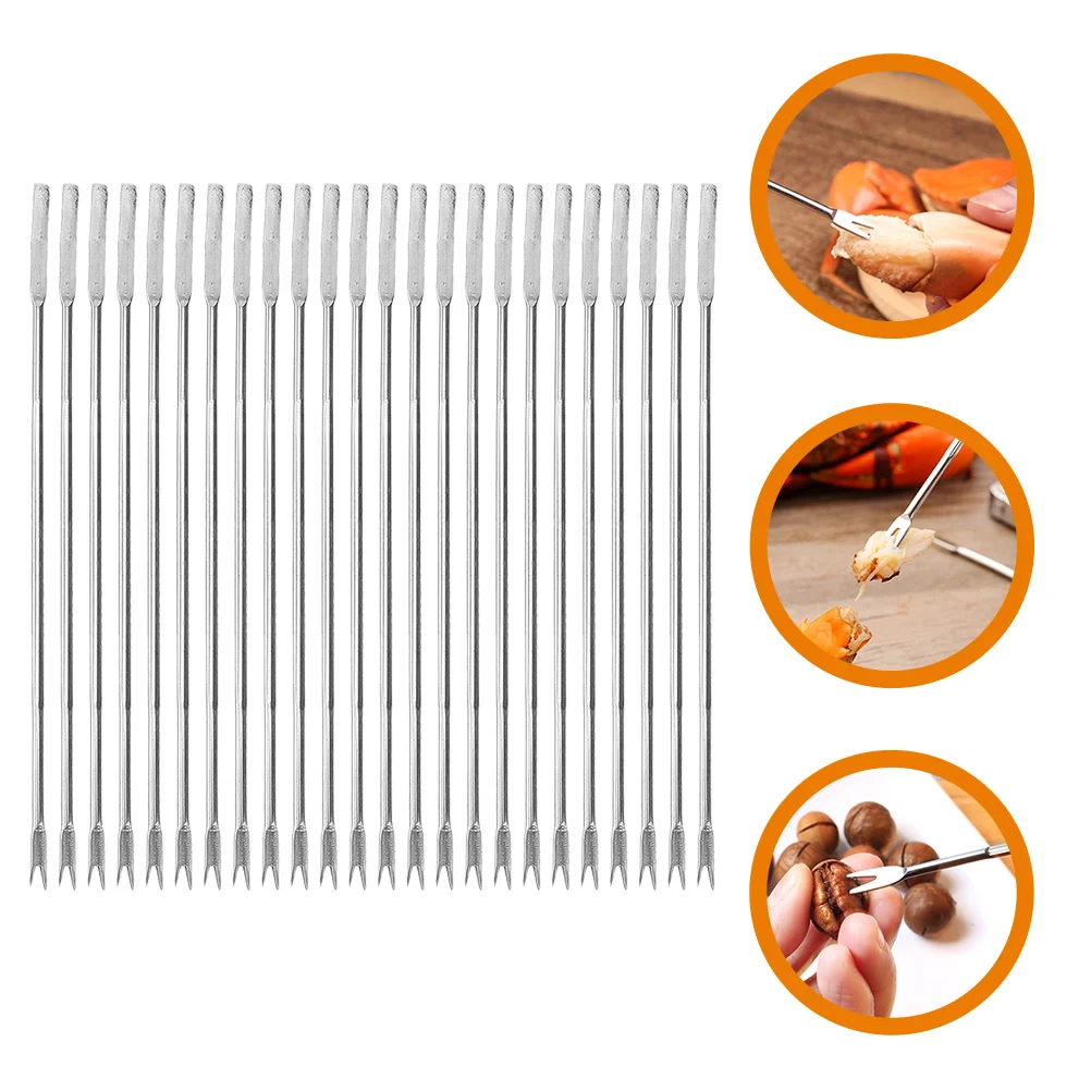 

24 Pcs Stainless Steel Forks Stainless Steel Pick Seafood Accessory Metal Fork Meat Multifunction Forks