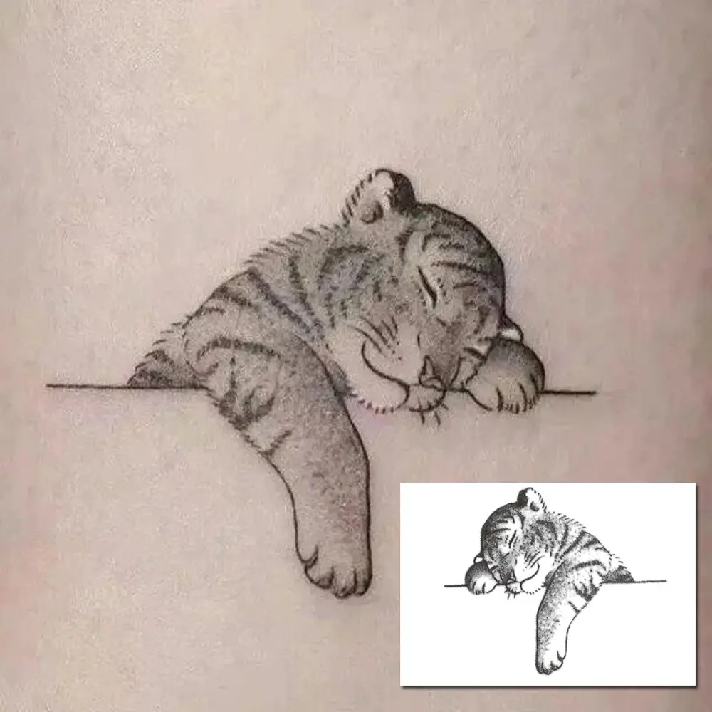 

Simulation Tiger Student Moon Tattoo Stickers Couples Male and Female Temporary Tattoos