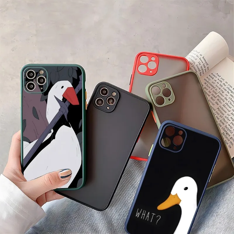 

Cartoon Cute Goose Game Phone Case For IPhone 14 13 Pro Max 12 Mini 11 SE 2020 Couple Plus XS X XR Matte Frosted Protection Case