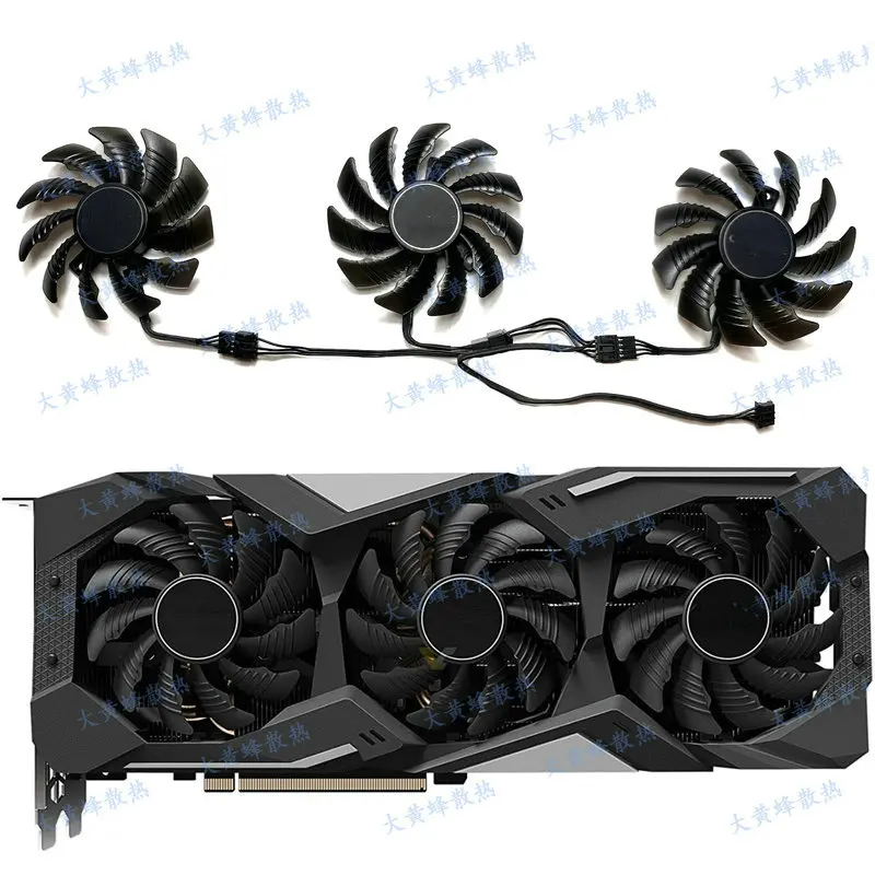 Охлаждающий вентилятор для игровой видеокарты Gigabyte GTX1660, GTX1660S, GTX1660ti, RX5500XT, RX5600XT, RX5700, RX5700XT