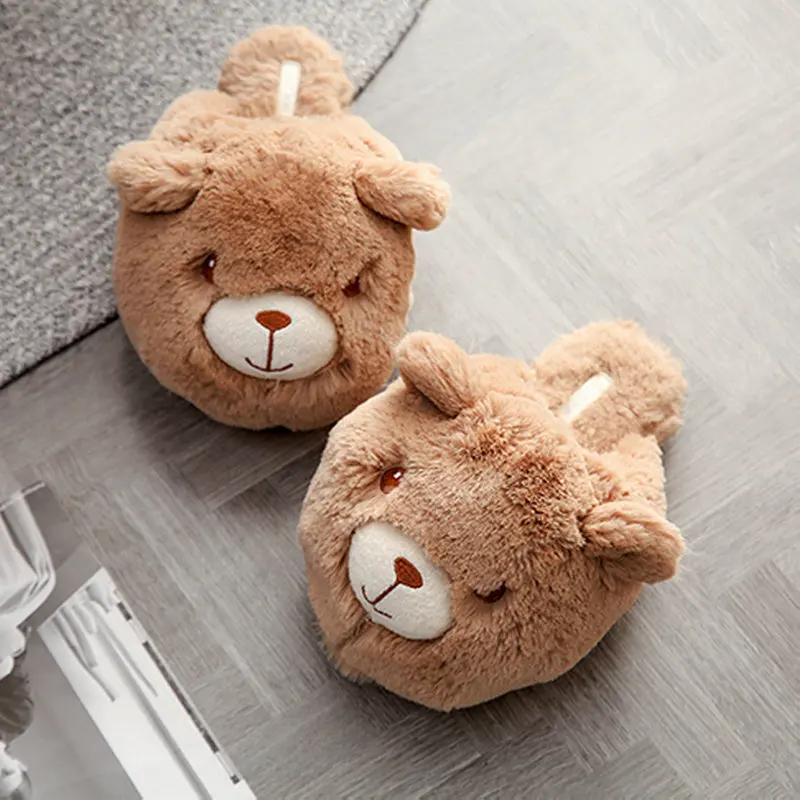 Winter Warm Three Dimensional Bear Head Indoor Home Girl Shoes Soft Cute Cartoon Women Slippers AliExpress