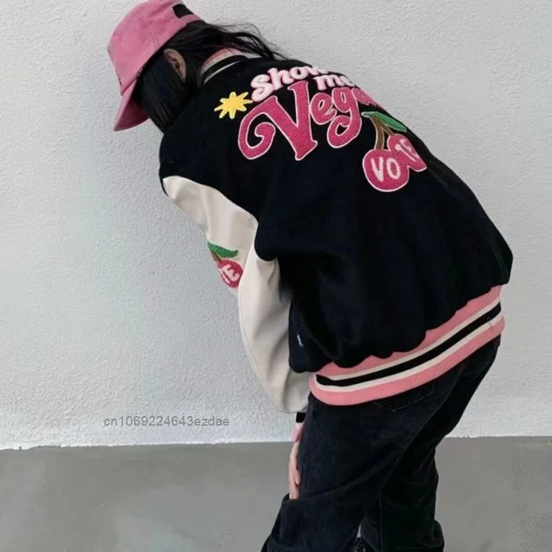 Модная бейсбольная куртка в стиле ретро С Вышивкой Букв женские осенние куртки