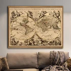 Винтажная карта мира, Настенная картина на холсте, принты, искусство, эстетика, гостиная, Висячие постеры, картины, украшение для спальни