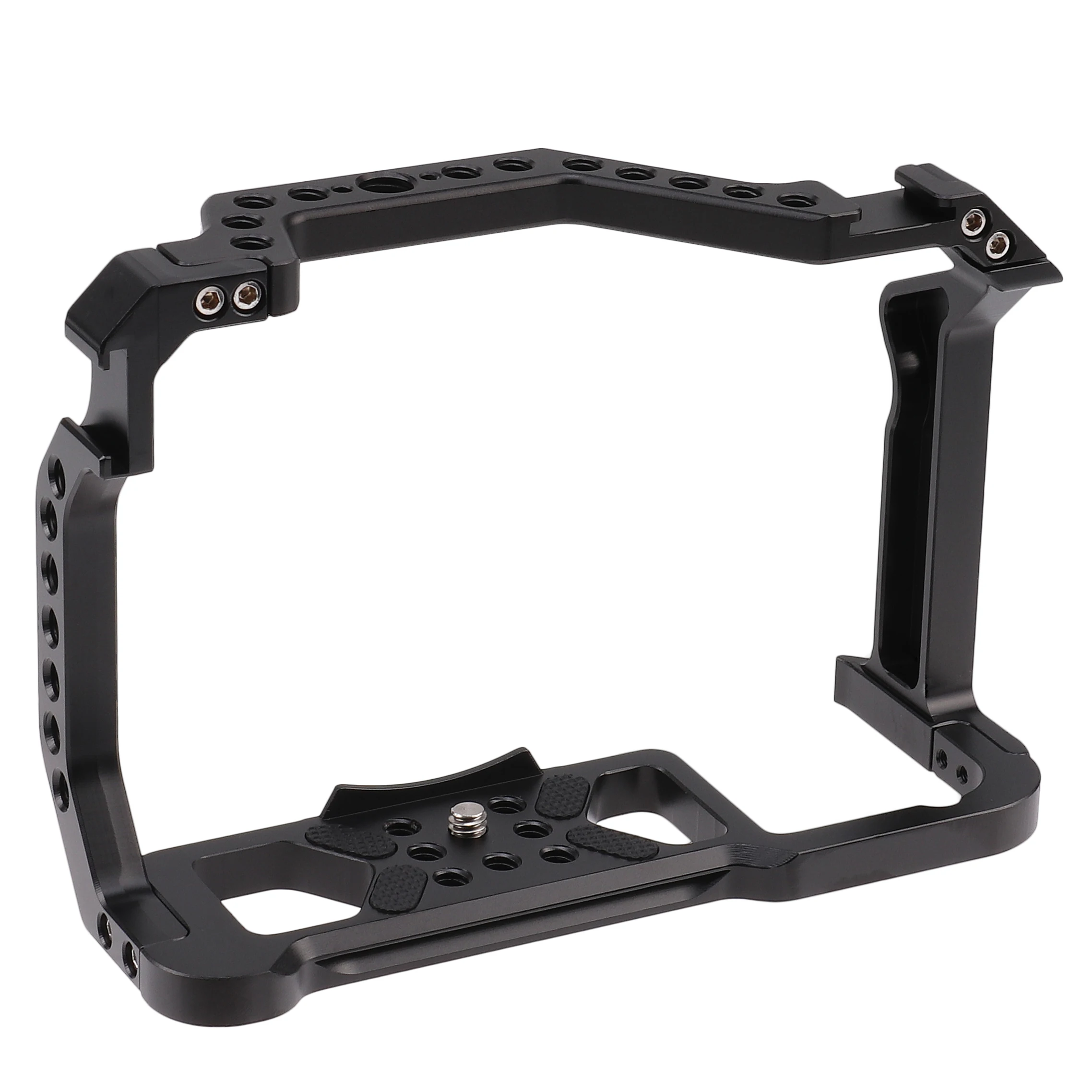 Aluminum Alloy Camera Cage for Canon EOS R6 R5 R5C Protective Frame Rig with Cold Shoe Handle Locating Holes 1/4 3/8 Screw Holes