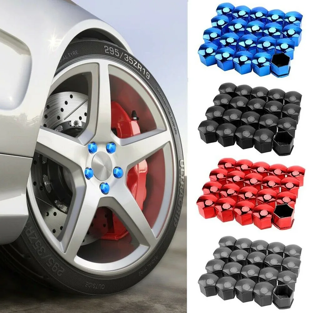 20pcs 17mm Car Wheel Nut Lug Screw Cap Protection Covers With Removing Clip Anti-Rust Auto Tire Bolt Cover Exterior Decoration