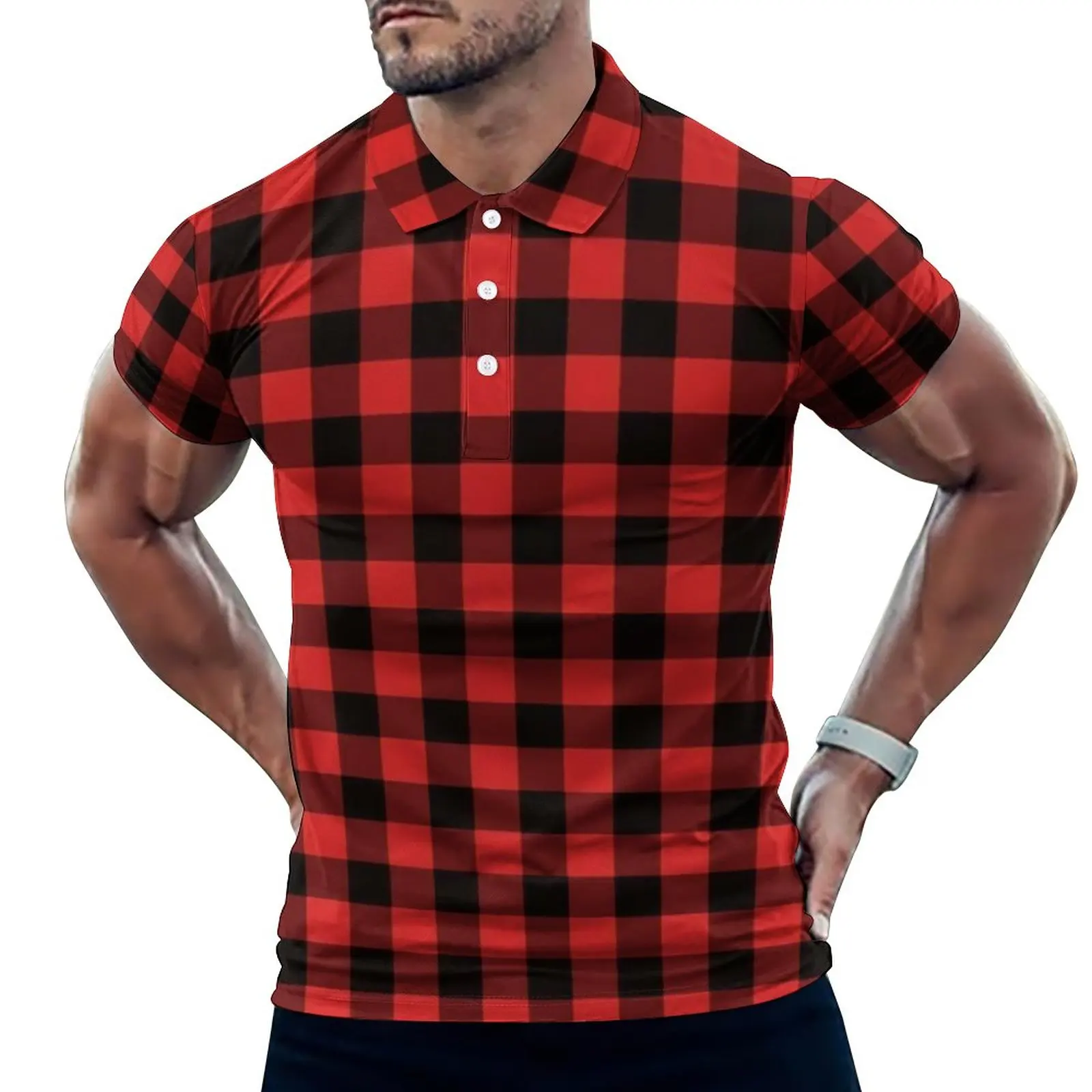 

Рубашка-поло в клетку, с коротким рукавом