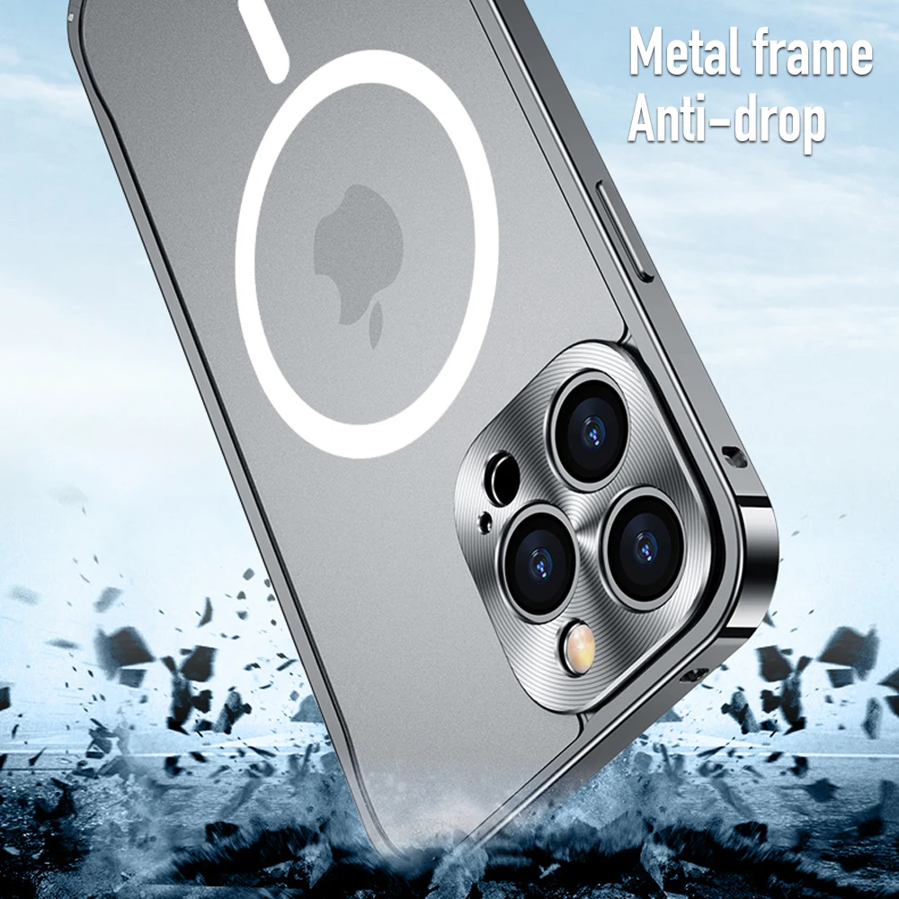 Tanie Etui Na Telefon Iphone 14 13 12 Pro Max Metalowa Rama Ze Stopu Aluminium 12 13 Mini Wsparcie Dla Magnetycznego Bezprzewodowego ładowania Magsafe