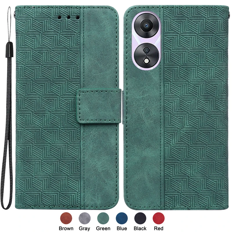 

A58 Capa для Oppo A58 OppoA58 6,56 "Чехол on для Oppo A58 Женская модная искусственная кожа магнитный геометрический Текстильный кошелек Чехол-книжка