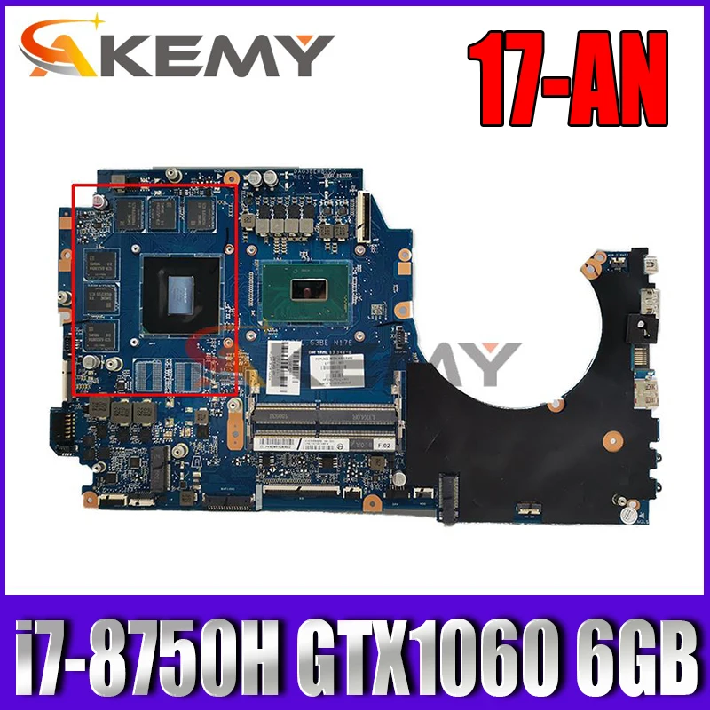 

FOR HP OMEN 17-AN 17T-AN Laptop Motherboard DAG3BEMBCD0 L11137-601 i7-8750H GTX1060 6GB DDR4 working well