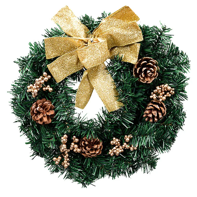

Декоративная гирлянда для дома, новогодний венок, искусственные зеленые листья, подвесной Рождественский венок для украшения передней двери