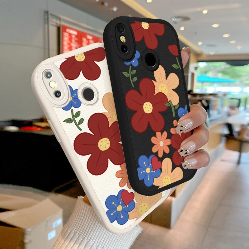 

For Xiaomi Mi 8 8 SE 9 10 Pro 5G 11 12 Lite 4G 5G NE 11T Pro Poco X3 NFC Pro X4 GT Case Simple Flower Lambskin Phone Case