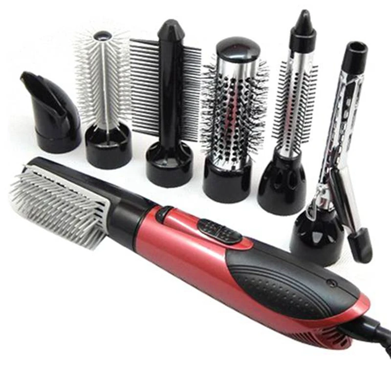

7 In 1 Multifunction Professional Negative Ion Hair Dryer With Comb Hair Dryer Set Curling Wand Straight Hair EU Plug