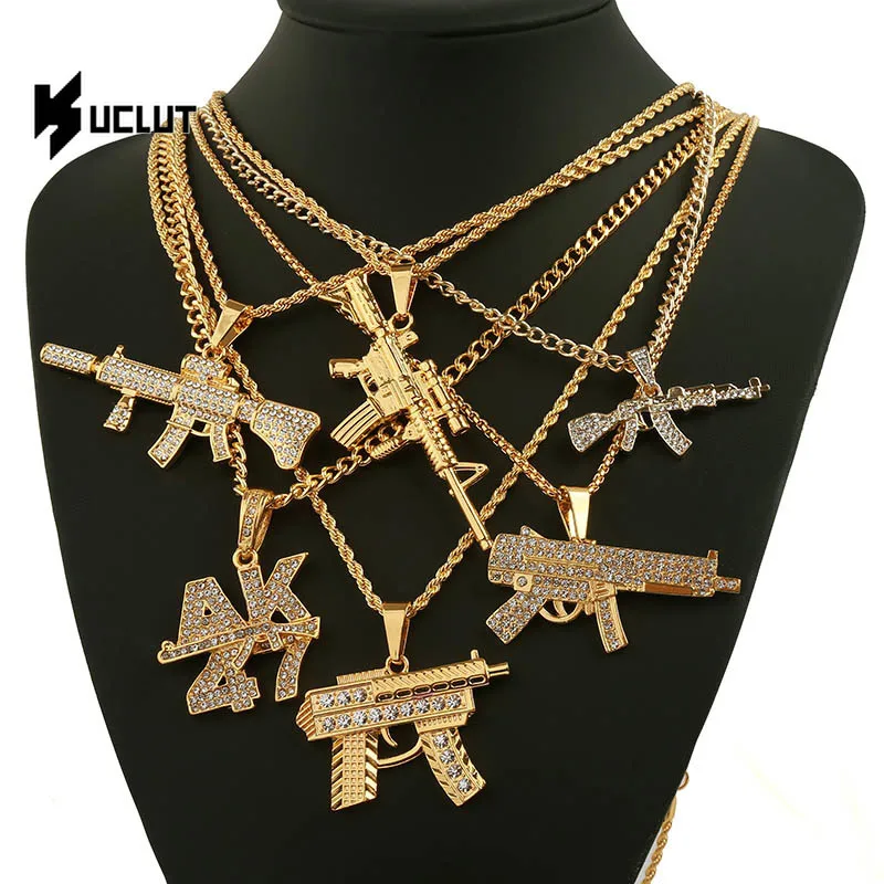 Модное ожерелье AK47 с подвеской револьвера УЗИ пистолета для женщин и мужчин