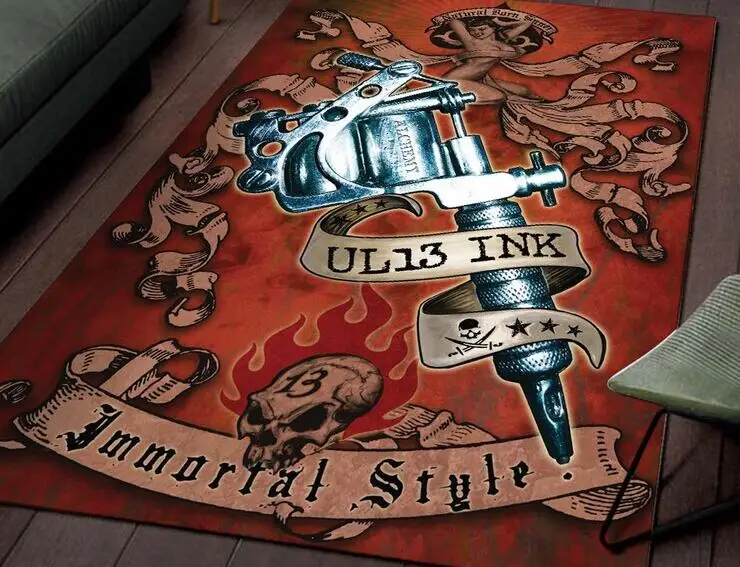 Фланелевые напольные коврики с красным черепом школьный тату-пистолет