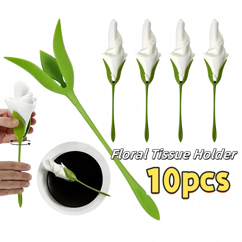 

Кольца для салфеток зеленые цветочный узор набор из 10 штук