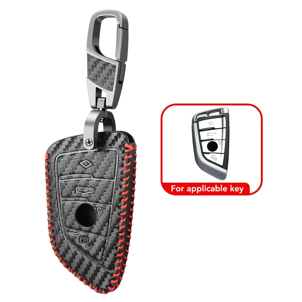 Кожаный чехол для ключа автомобиля из углеродного волокна BMW X1 X3 X5 X6 X7 F30 F34 F10 F20 G20