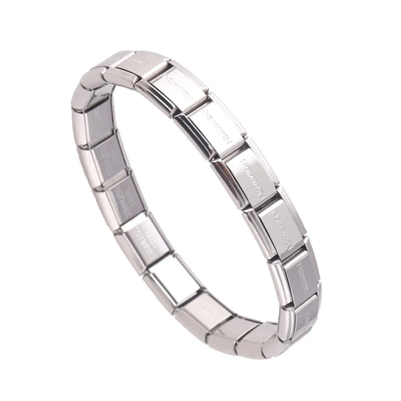 

Itialian Fashion Men 304L Stainless Steel 9mm Wide Combination Stitching Charms Stretch Bracelet