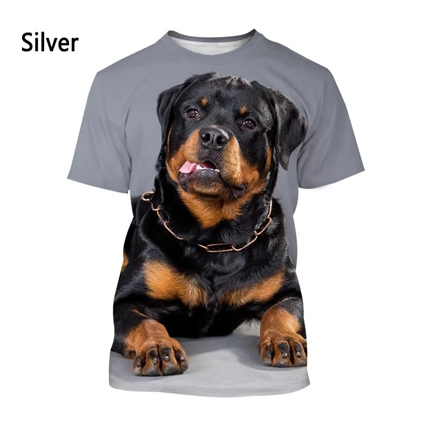 Мужская и женская модная футболка Rottweiler с 3D принтом летняя повседневная коротким