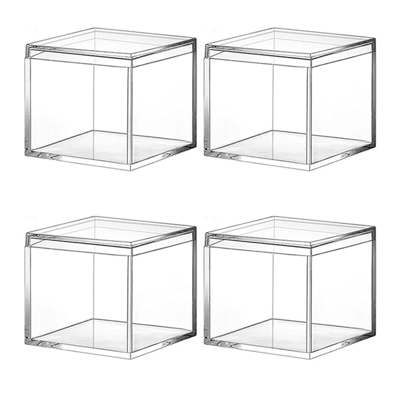 

16 Pieces Of Transparent Acrylic Plastic Square Square Jewelry Box Mini Storage Box With Lid Mini Square Container 120Ml