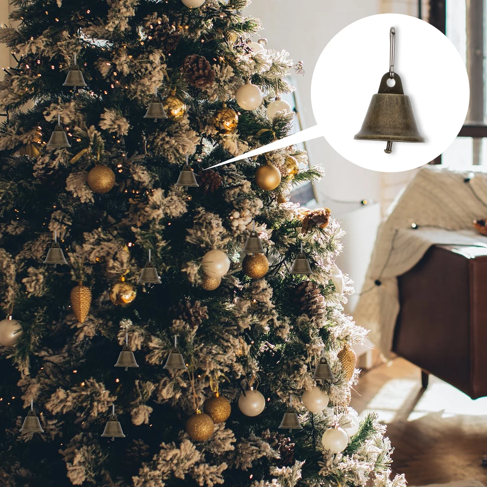 25 шт. елочные украшения бронзовый рог колокольчик маленькие подвесные декоры